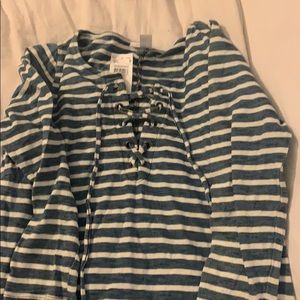 Striped blue maternity dress